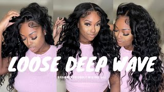 MUST HAVE Beginner Friendly  Loose Deep wave wig install ft Wiggins Hair [upl. by Boynton303]