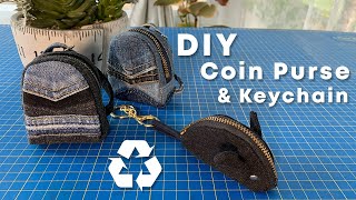 DIY UPCYCLED Mini Backpack Coin Purse  Keychain amp Mouse Coin Purse  Keychain Sewing Tutorial [upl. by Valenza]