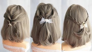 3 Peinados Para Cabello Corto Con Trenzas Elegantes  Peinados Faciles Y Rapidos Niñas Pelo Corto [upl. by Grobe]