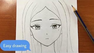 Easy anime drawing  how to draw anime girl easy stepbystep [upl. by Llehsal]