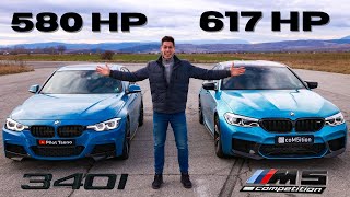 Tuned BMW F30 340i vs M5 Competition DRAG RACE [upl. by Emylee]