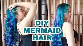 DIY BLUEMERMAID HAIR 💙 Merry Sun Cellowax amp Crowned Hair Dye  After One Week Update [upl. by Silirama]