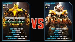 REAL STEEL WRB Final Zeus Gold VS Tri Gore New Robots GOLD UPDATE Живая сталь [upl. by Ylera]