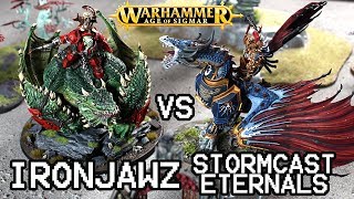 IRONJAWZ vs STORMCAST ETERNALS 2000 pts  Warhammer Age of Sigmar Battle Report matched play [upl. by Brenza]