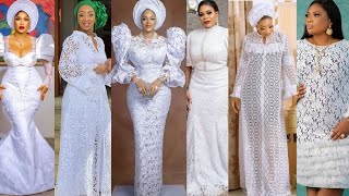 Latest White Lace Asoebi Styles Stunning White Lace Styles for All Occasions  Asoebi Styles 2023 [upl. by Blatman]