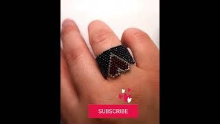 Create Stunning Beaded Rings with Heart Designs Peyote stitch How to make a ring DIY Tutorial [upl. by Llibyc222]