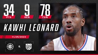 Kawhi Leonard WENT TO WORK with 34 PTS on 78 shooting to hold off the Kings 😤  NBA on ESPN [upl. by Weisler86]