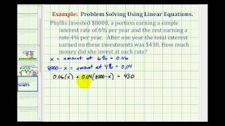 Ex Given the Interest Find the Amount of Money in Two Accounts Earning Different Interest [upl. by Adlemy]