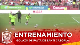 Golazo de falta de Santi Cazorla en el entrenamiento de la Selección española [upl. by Ihsar]