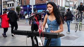 quotBlinding Lightsquot on Grafton Street with Brinda Irani The Weeknd cover [upl. by Ahsinhoj]