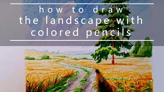 How to Draw Trees and Bushes  Landscape in Colored Pencil [upl. by Cann]