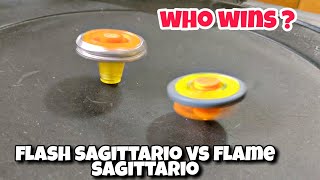 flash sagittario vs flame sagittario beyblades fight in real life [upl. by Eiffub]