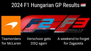 2024 F1 Hungarian GP Results F1 F2 F3 [upl. by Lolita]