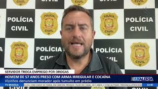 DF ALERTA  Homem de 57 anos preso com arma irregular e cocaína [upl. by Toscano810]