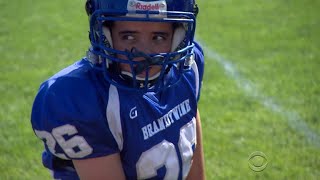 Diminutive high school varsity linebacker hits hard and surprises [upl. by Atiuqehs]