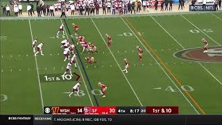 Carson Wentz WILD long flip throw against 49ers [upl. by Ainahs]