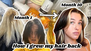 HOW I GREW MY BLEACHED DAMAGED HAIR BACK WITHOUT SHAVING IT 10 months documented  Fav Products [upl. by Rebecka]