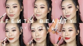 FENTY BEAUTY LIP SWATCHES  GLOSS BOMB  MATTEMOISELLE  LIP PAINT UNCUFFED UNCENSORED [upl. by Ilime442]