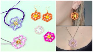 ❀ FLOR con MOSTACILLAS o chaquiras❀ para aretes pulseras collares anillos o llavero❀ [upl. by Mientao727]