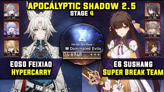 E0 Feixiao Hypercarry amp E6 Sushang Super Break 3 Stars Apocalyptic Shadow 4 Honkai Star Rail 25 [upl. by Nehtanhoj]