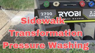 Sidewalk Transformation with Pressure Washing 50 Sidewalk RYOBI 2700 PSI TEST and RESULTS [upl. by Cortie728]