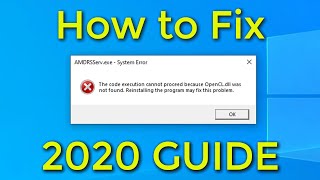 How to Fix OpenCLdll was not found or AMDRSServexe System Error 2020 Guide [upl. by Oibirot]