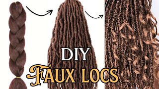 DIY How To Make Faux Locs Crochet Braids with Curly ends [upl. by Fanechka]