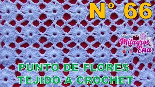 Punto N° 66 tejido a crochet Punto de Flores paso a paso para aplicar en Blusas chalecos vestidos [upl. by Tamra]