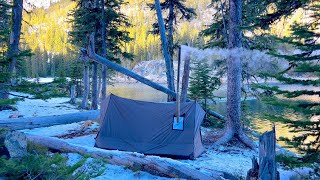 Build tent shelters in the winter woods no talking short version [upl. by Vivia]