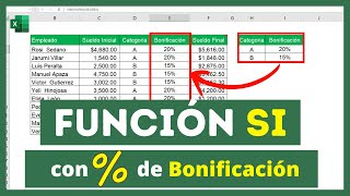 🔴Función SI en Excel🤔Cómo SACAR la BONIFICACIÓN de los TRABAJADORES en Excel [upl. by Dukey551]