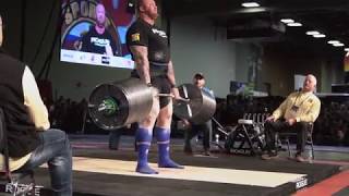 HAFTHOR quotThe Mountainquot BJORNSSON sets world record in Elephant Bar Deadlift at 1041 pounds [upl. by Alleunam]