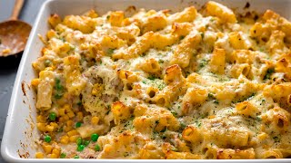 Easy Creamy Tuna Pasta Bake  Super Comfort Food [upl. by Asenej]