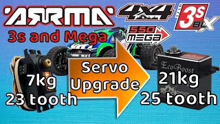 Arrma 3sMega Servo upgrade Vorteks Granite Big Rock Typhon Senton 23t Spektrum  25t EcoBoost [upl. by Proffitt]