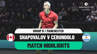 Shapovalov v Cerundolo Highlights  Canada v Argentina Davis Cup 2024 Finals Group Stage [upl. by Codee]