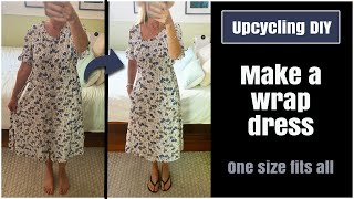 Make a wrap dress Practical clothes upcycling  sewing DIY [upl. by Mosera]