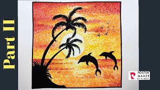 SILHOUETTE PAINTING  WATER COLOUR  POINTILLISM ART  DOT PAINTING PART II [upl. by Doownelg]