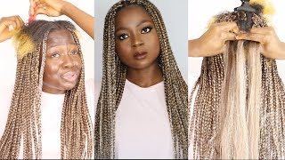 EASY DIY BROWNBLONDE HIGHLIGHTS BOX BRAIDS [upl. by Adnilreb]