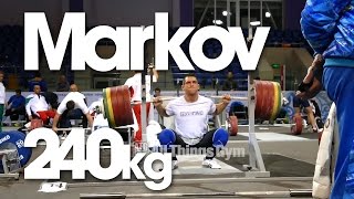 Ivan Markov 240kg Back Squat x2 Almaty 2014 Worlds Training Hall [upl. by Nilknarf]