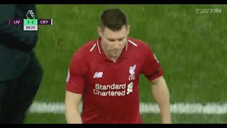 Jon Moss sent off James Milner vs Palace  20 years after being his teacher and coach [upl. by Ashbey]