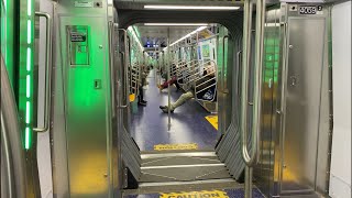 Riding MTA NYC Subway Kawasaki R211T Open Gangway C Train 2624 [upl. by Fagin734]