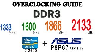 Overclocking ddr3 to 1600 1866 and 2133 MHz on ASUS P8P67  i7 2600k [upl. by Fiden]