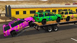 TRANSPORTING PIXAR CARS amp FRUITS WITH COLORED amp JOHN DEERE vs CLAAS vs TRACTORS Bng Wuchuchu Games [upl. by Valda314]