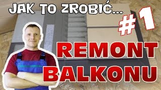 Remont balkonu 1 hydroizolacja okapnik i układanie płytek [upl. by Eetse]