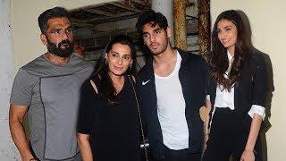 Suniel Shetty With Family Son AahaanDaughter Athiya amp Wife At Mubarakan Movie Screening [upl. by Jeffy]