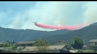 747 Supertanker dropping on the Holy Fire [upl. by Ellirpa]