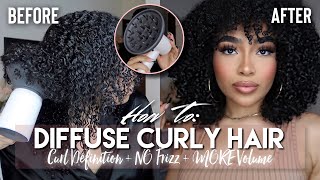 HOW TO DIFFUSE CURLY HAIR  NO FRIZZ  CURL DEFINITION  MORE VOLUME  Ft Laifen  AMAZON FINDS [upl. by Udale627]