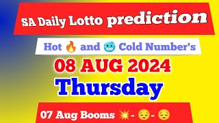 Sa daily lotto prediction for 08 Aug 2024  South Africa daily lotto Prediction [upl. by Petrie152]