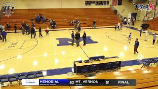 Mt Vernon Rams Basketball at Evansville Memorial Tigers  202324 [upl. by Krispin267]