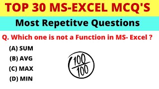 MS Excel mcq questions  MS Excel mcq question and answers  ms excel top 30 mcq questions  Office [upl. by Revert896]