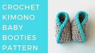 Crochet Kimono Baby Booties Pattern [upl. by Atteram427]